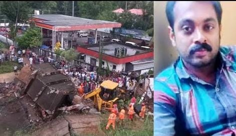 പുനലൂരിൽ മണ്ണിടിച്ചിലിൽ സർവീസ് സ്റ്റേഷൻ തകർന്ന് ഒരാൾ മരിച്ചു